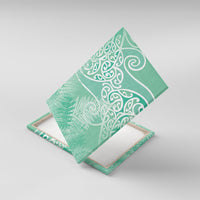 Aotearoa Maori Koru Curves Canvas Wall Art Silver Ferns - Mint LT7 With Frame Mint Green - Polynesian Pride