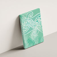 Aotearoa Maori Koru Curves Canvas Wall Art Silver Ferns - Mint LT7 - Polynesian Pride