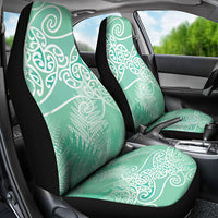 Aotearoa Maori Koru Curves Car Seat Cover Silver Ferns - Mint LT7 - Polynesian Pride