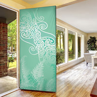 Aotearoa Maori Koru Curves Door Cover Silver Ferns - Mint LT7 - Polynesian Pride
