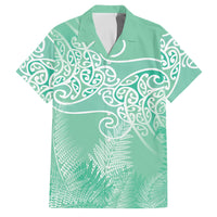 Aotearoa Maori Koru Curves Family Matching Tank Maxi Dress and Hawaiian Shirt Silver Ferns - Mint