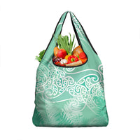 Aotearoa Maori Koru Curves Grocery Bag Silver Ferns - Mint LT7 1-pack One Size Mint Green - Polynesian Pride
