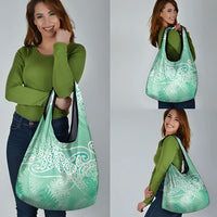 Aotearoa Maori Koru Curves Grocery Bag Silver Ferns - Mint LT7 - Polynesian Pride