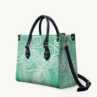 Aotearoa Maori Koru Curves Leather Bag Silver Ferns - Mint LT7 Mint Green - Polynesian Pride