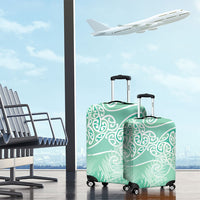 Aotearoa Maori Koru Curves Luggage Cover Silver Ferns - Mint LT7 - Polynesian Pride