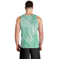 Aotearoa Maori Koru Curves Men Tank Top Silver Ferns - Mint LT7 - Polynesian Pride