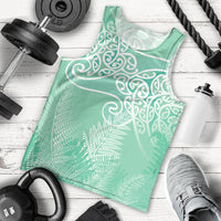 Aotearoa Maori Koru Curves Men Tank Top Silver Ferns - Mint LT7 - Polynesian Pride