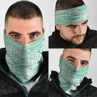 Aotearoa Maori Koru Curves Neck Gaiter Silver Ferns - Mint LT7 - Polynesian Pride