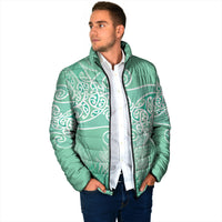 Aotearoa Maori Koru Curves Padded Jacket Silver Ferns - Mint LT7 - Polynesian Pride