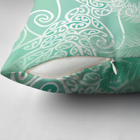 Aotearoa Maori Koru Curves Pillow Cover Silver Ferns - Mint LT7 - Polynesian Pride