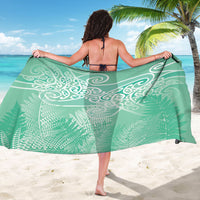 Aotearoa Maori Koru Curves Sarong Silver Ferns - Mint LT7 - Polynesian Pride