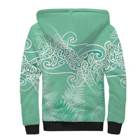 Aotearoa Maori Koru Curves Sherpa Hoodie Silver Ferns - Mint LT7 - Polynesian Pride