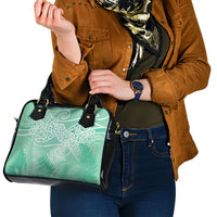 Aotearoa Maori Koru Curves Shoulder Handbag Silver Ferns - Mint LT7 - Polynesian Pride