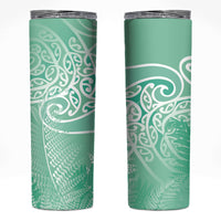 Aotearoa Maori Koru Curves Skinny Tumbler Silver Ferns - Mint LT7 Mint Green - Polynesian Pride
