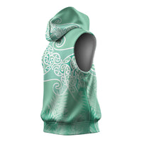Aotearoa Maori Koru Curves Sleeveless Hoodie Silver Ferns - Mint LT7 - Polynesian Pride