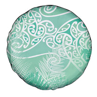 Aotearoa Maori Koru Curves Spare Tire Cover Silver Ferns - Mint LT7 - Polynesian Pride