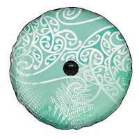 Aotearoa Maori Koru Curves Spare Tire Cover Silver Ferns - Mint LT7 - Polynesian Pride