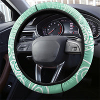 Aotearoa Maori Koru Curves Steering Wheel Cover Silver Ferns - Mint LT7 - Polynesian Pride