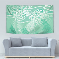 Aotearoa Maori Koru Curves Tapestry Silver Ferns - Mint LT7 - Polynesian Pride