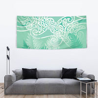 Aotearoa Maori Koru Curves Tapestry Silver Ferns - Mint LT7 - Polynesian Pride