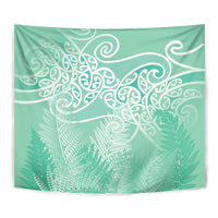 Aotearoa Maori Koru Curves Tapestry Silver Ferns - Mint LT7 - Polynesian Pride