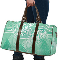 Aotearoa Maori Koru Curves Travel Bag Silver Ferns - Mint LT7 - Polynesian Pride