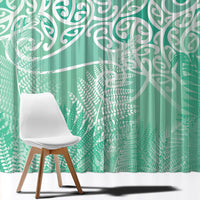 Aotearoa Maori Koru Curves Window Curtain Silver Ferns - Mint LT7 - Polynesian Pride