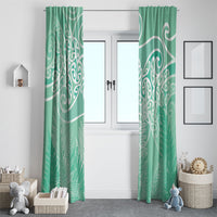 Aotearoa Maori Koru Curves Window Curtain Silver Ferns - Mint LT7 - Polynesian Pride