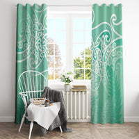 Aotearoa Maori Koru Curves Window Curtain Silver Ferns - Mint LT7 - Polynesian Pride