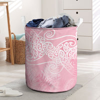 Aotearoa Maori Koru Curves Laundry Basket Silver Ferns - Rose Pink LT7 Pink - Polynesian Pride