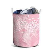 Aotearoa Maori Koru Curves Laundry Basket Silver Ferns - Rose Pink LT7 - Polynesian Pride
