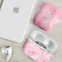 Aotearoa Maori Koru Curves AirPods Case Silver Ferns - Rose Pink LT7 - Polynesian Pride