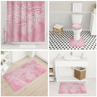 Aotearoa Maori Koru Curves Bathroom Set Silver Ferns - Rose Pink LT7 - Polynesian Pride