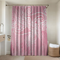 Aotearoa Maori Koru Curves Bathroom Set Silver Ferns - Rose Pink LT7 Shower Curtain Only Pink - Polynesian Pride
