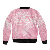 Aotearoa Maori Koru Curves Bomber Jacket Silver Ferns - Rose Pink LT7 - Polynesian Pride