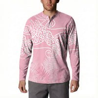 Aotearoa Maori Koru Curves Button Sweatshirt Silver Ferns - Rose Pink LT7 - Polynesian Pride