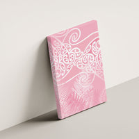 Aotearoa Maori Koru Curves Canvas Wall Art Silver Ferns - Rose Pink LT7 - Polynesian Pride