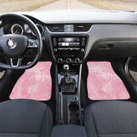 Aotearoa Maori Koru Curves Car Mats Silver Ferns - Rose Pink LT7 Set 2pcs - Front Pink - Polynesian Pride