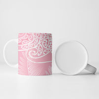 Aotearoa Maori Koru Curves Ceramic Mug Silver Ferns - Rose Pink LT7 - Polynesian Pride