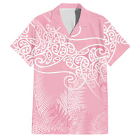 Aotearoa Maori Koru Curves Family Matching Summer Maxi Dress and Hawaiian Shirt Silver Ferns - Rose Pink