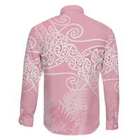 Aotearoa Maori Koru Curves Family Matching Summer Maxi Dress and Hawaiian Shirt Silver Ferns - Rose Pink