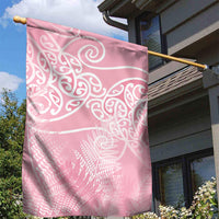Aotearoa Maori Koru Curves Garden Flag Silver Ferns - Rose Pink LT7 - Polynesian Pride