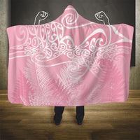 Aotearoa Maori Koru Curves Hooded Blanket Silver Ferns - Rose Pink LT7 - Polynesian Pride