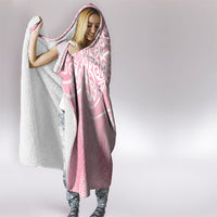 Aotearoa Maori Koru Curves Hooded Blanket Silver Ferns - Rose Pink LT7 - Polynesian Pride