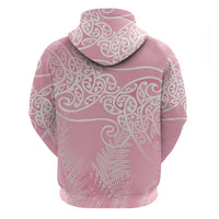 Aotearoa Maori Koru Curves Hoodie Silver Ferns - Rose Pink LT7 - Polynesian Pride