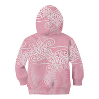 Aotearoa Maori Koru Curves Kid Hoodie Silver Ferns - Rose Pink LT7 - Polynesian Pride