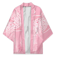 Aotearoa Maori Koru Curves Kimono Silver Ferns - Rose Pink LT7 Unisex Pink - Polynesian Pride
