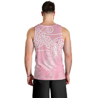 Aotearoa Maori Koru Curves Men Tank Top Silver Ferns - Rose Pink LT7 - Polynesian Pride