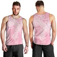 Aotearoa Maori Koru Curves Men Tank Top Silver Ferns - Rose Pink LT7 - Polynesian Pride