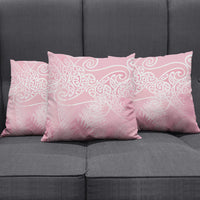 Aotearoa Maori Koru Curves Pillow Cover Silver Ferns - Rose Pink LT7 - Polynesian Pride
